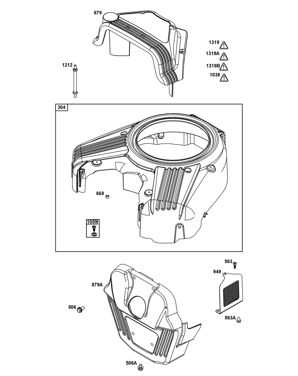 Blower Housing Group Diagram and Parts List for 54E677-0004-J1 400000 - 699999 Briggs and Stratton Engine